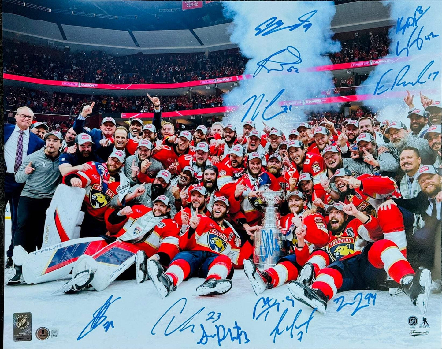 (Beckett 2023-24 Florida Panthers Multi Signed Stanley Cup Champions 16x20 Photo