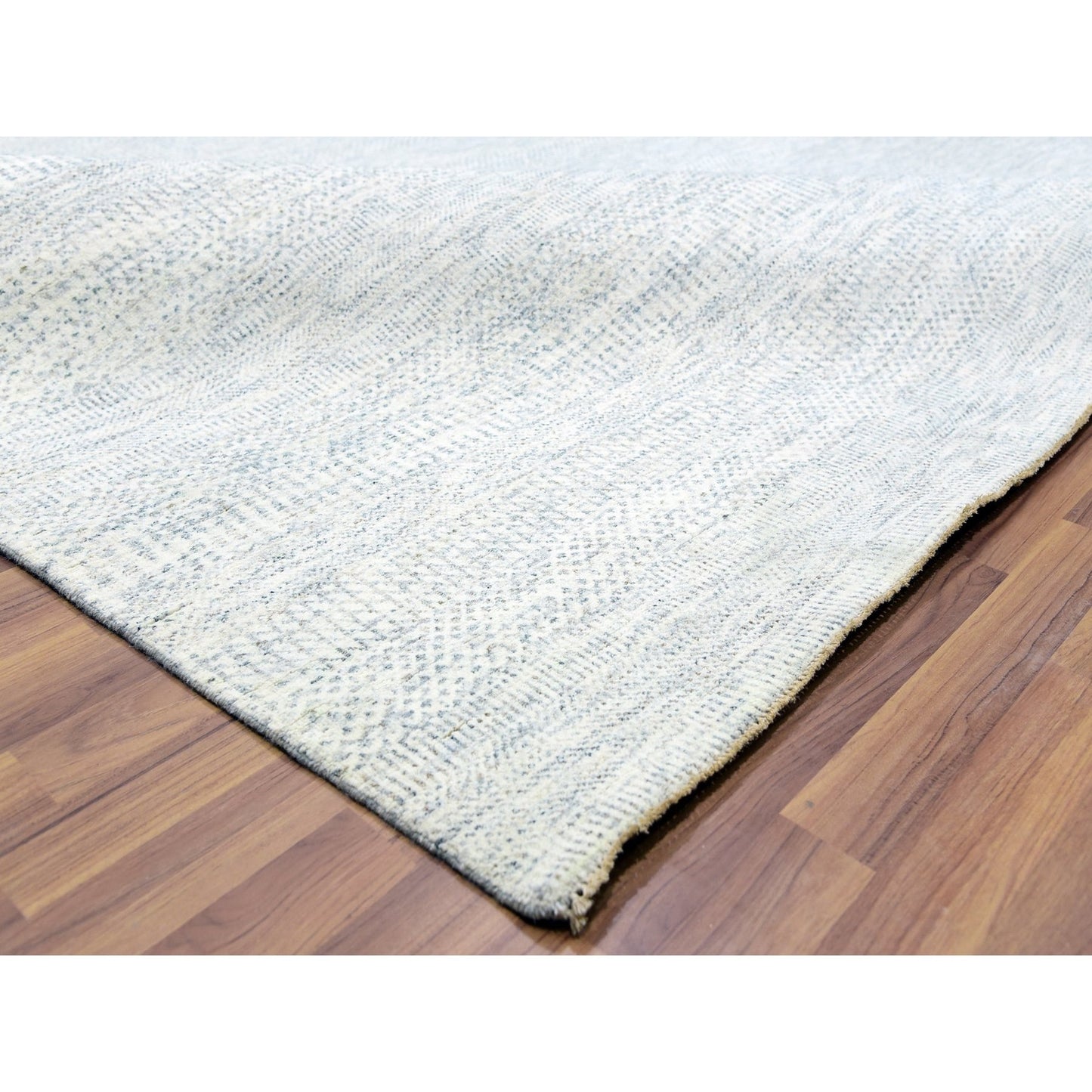 10'1"X14' Nimbus Gray Hand Knotted Grass Design Shabby Chick Oriental Rug