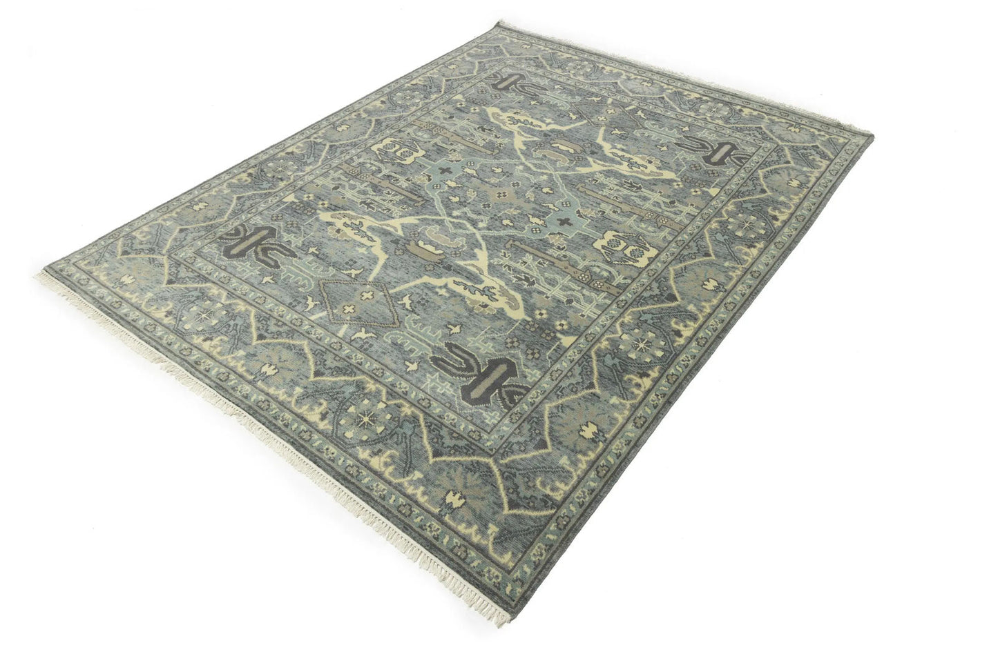 Large Oushak Wool Oriental Rug Muted Floral