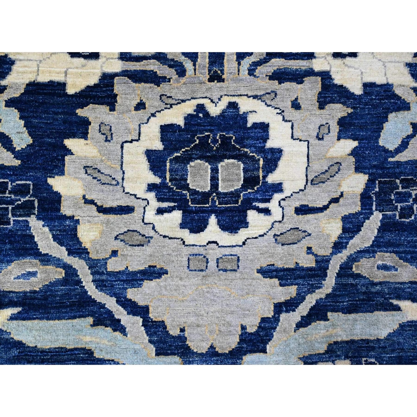 8'3"X9'8" Honorable Blue Wool Hand Knotted Peshawar Mahal Design Rug