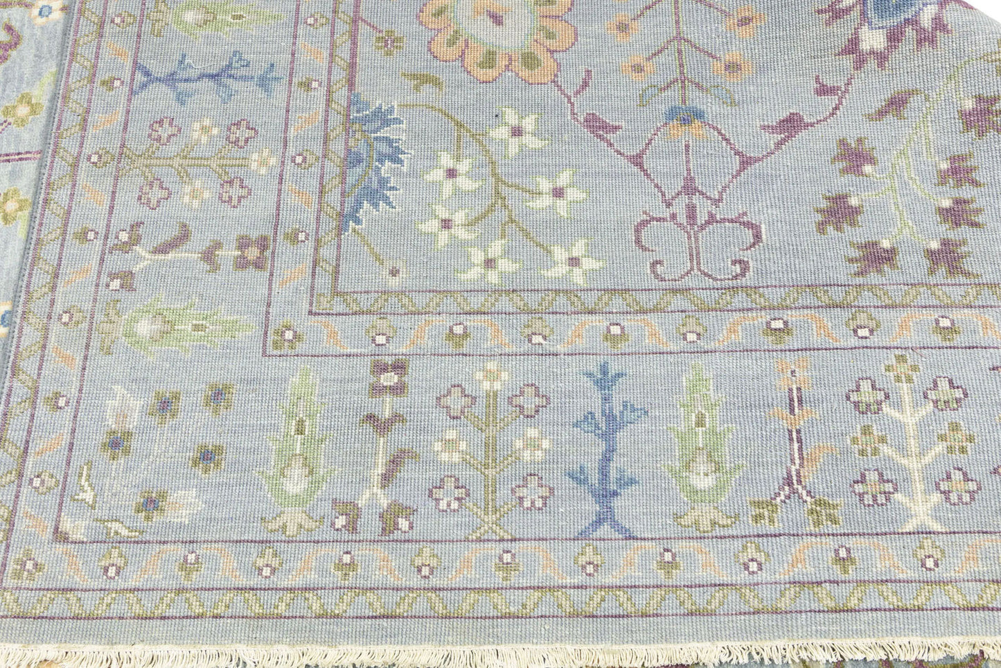 Hand-Knotted Gray Floral Chobi Oriental Rug
