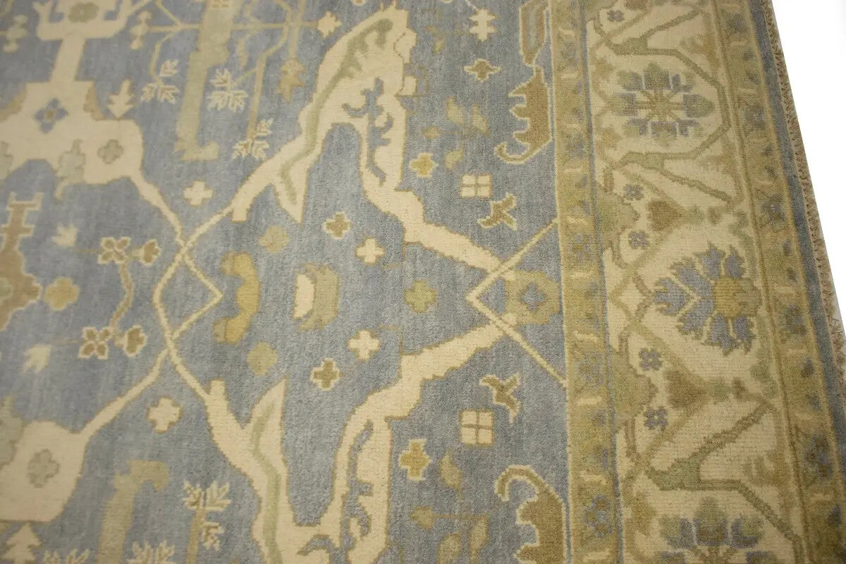 Handmade Oushak Oriental Rug Muted Gray Floral