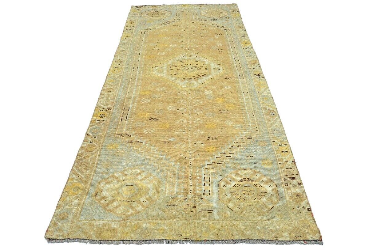 4X9 Ft Vintage Wool Tribal Runner Rug Distressed