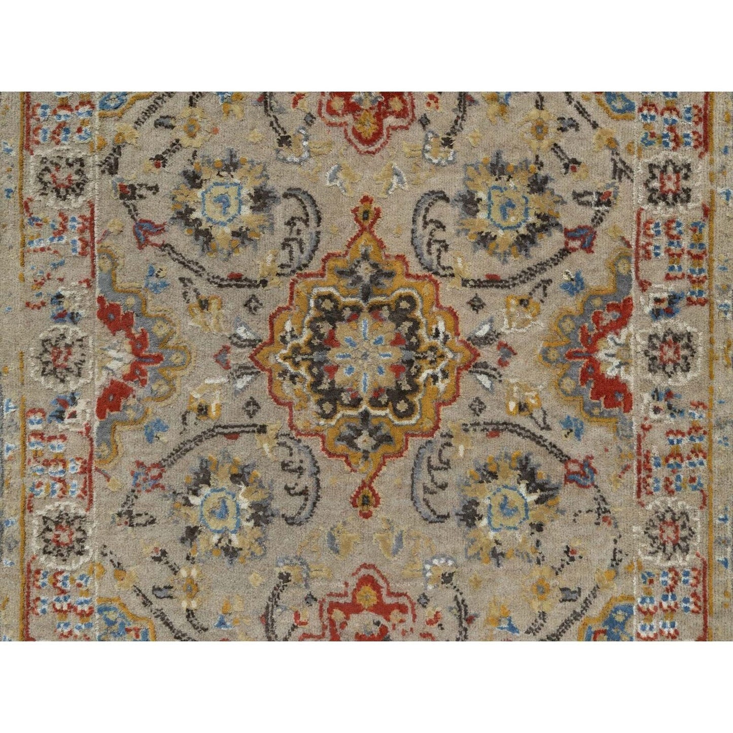 2'6"X11'10" Brown The Sunset Rosettes Hand Knotted Wool & Silk Runner Rug