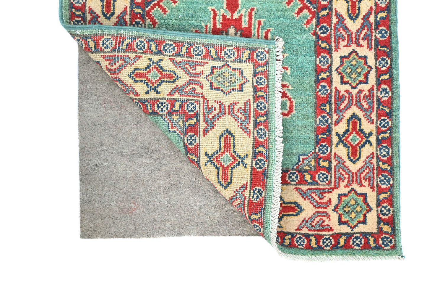 Hand-Knotted Kazak Tribal Runner Rug Geometric