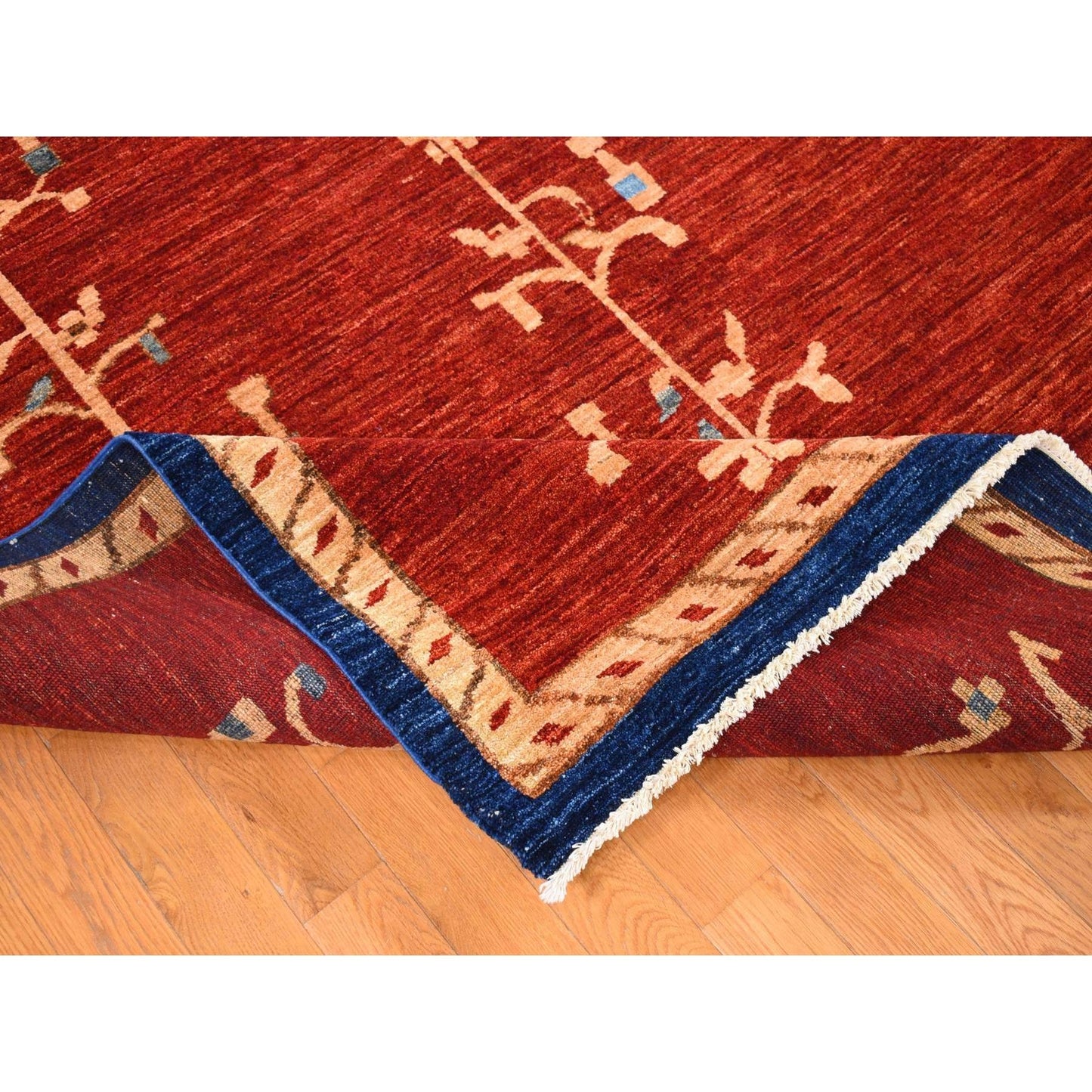 10'3"X14' Red Antiqued Bejar Design Natural Dyes Wool Hand Knotted Rug