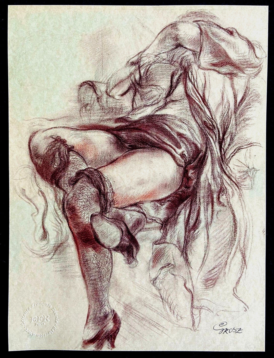 George Grosz Lithograph Coa Signed Op Numbered Stamp (Otto Dix)