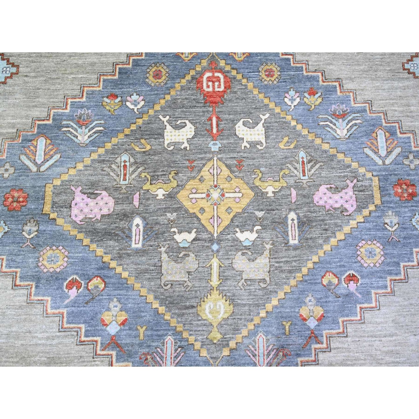 8'8"X11'7" Echo Gray Pure Wool Hand Knotted Finer Peshawar Rug