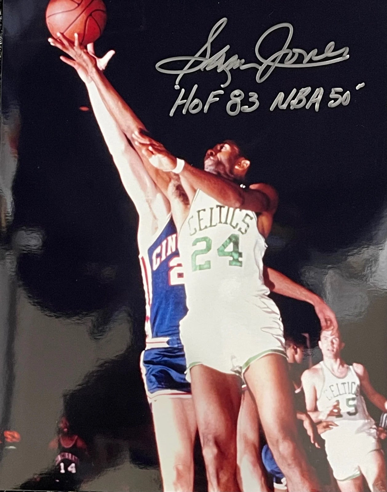 Sam Jones Hof 83 Autographed 8X10 Basketball Photo