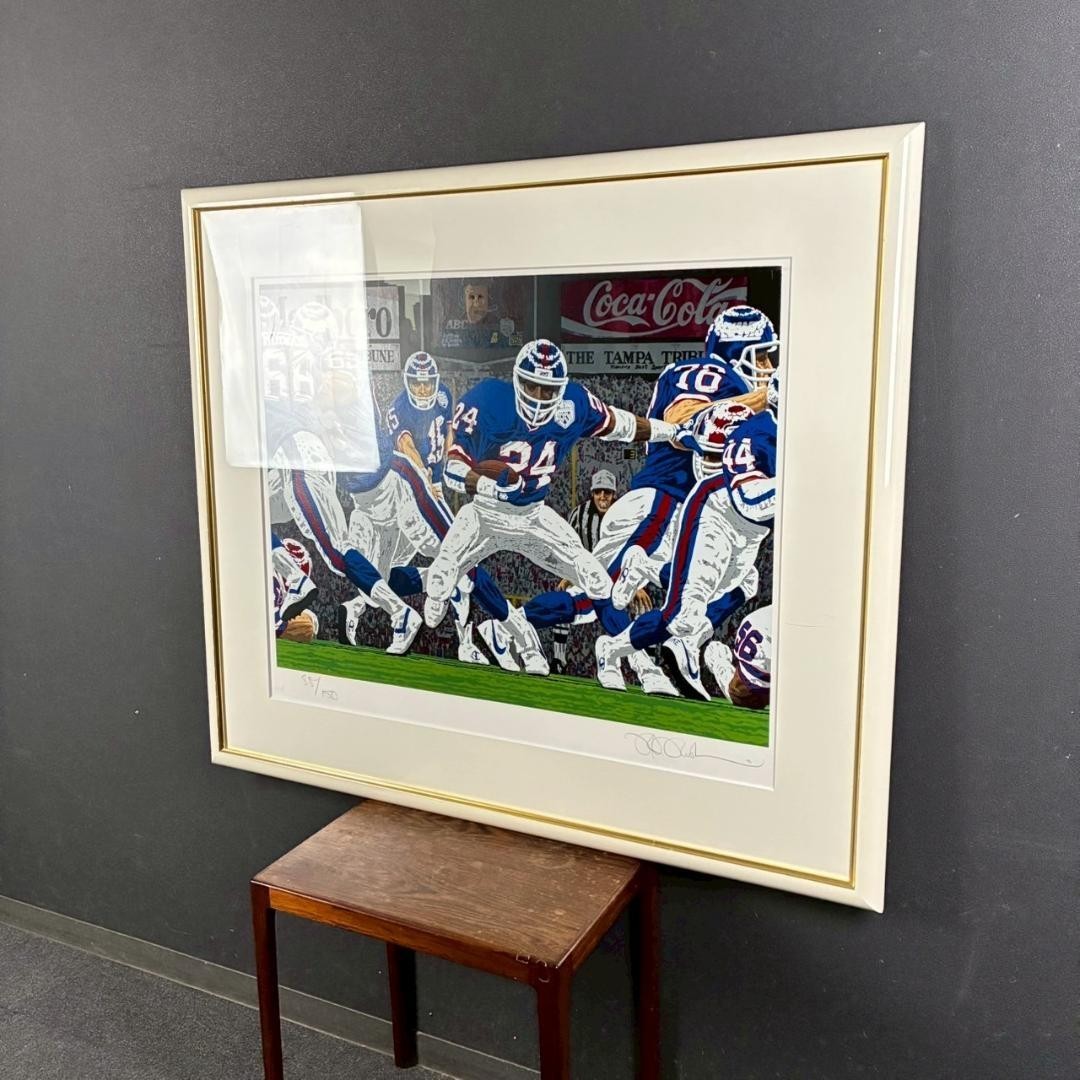 Rick Rush "Football" Serigraph Signed Framed 1991 New York Giants Super Bowl