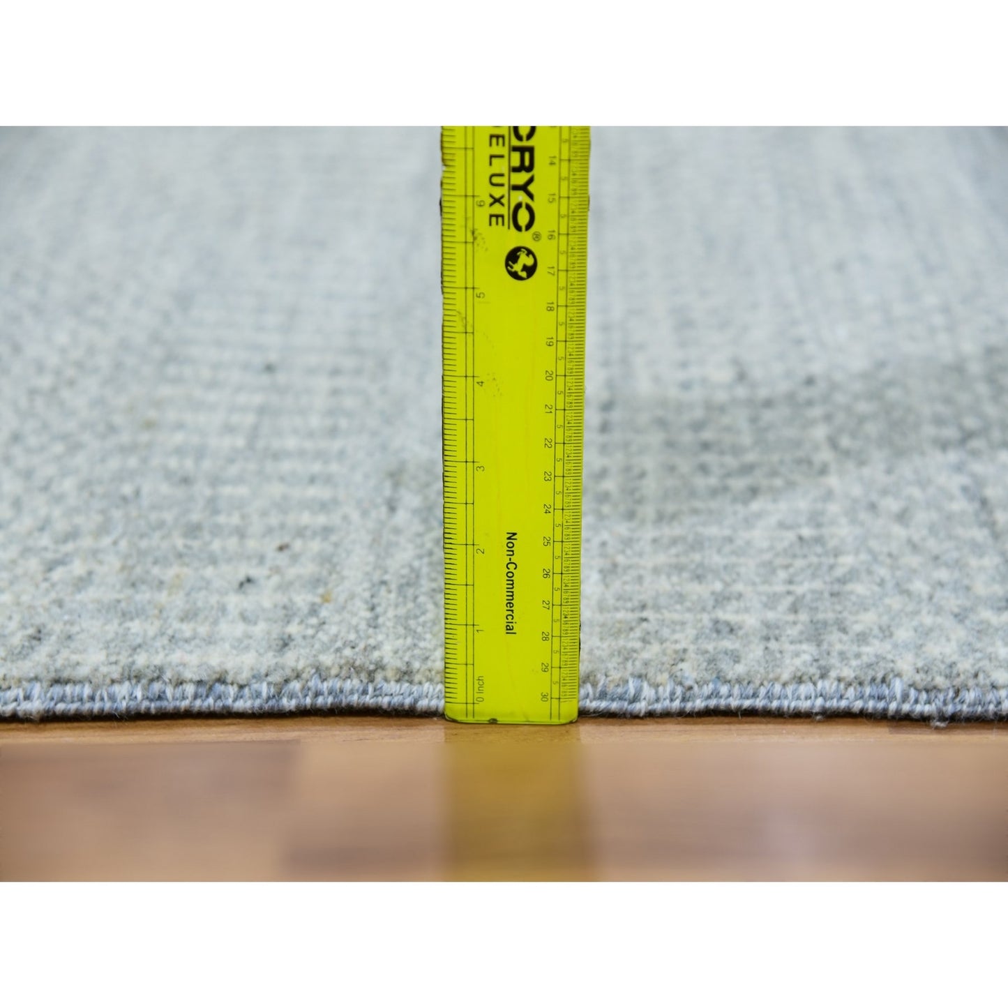2'7"X12'4" Mindful Gray Undyed Wool Hand Knotted Grass Design Runner Rug