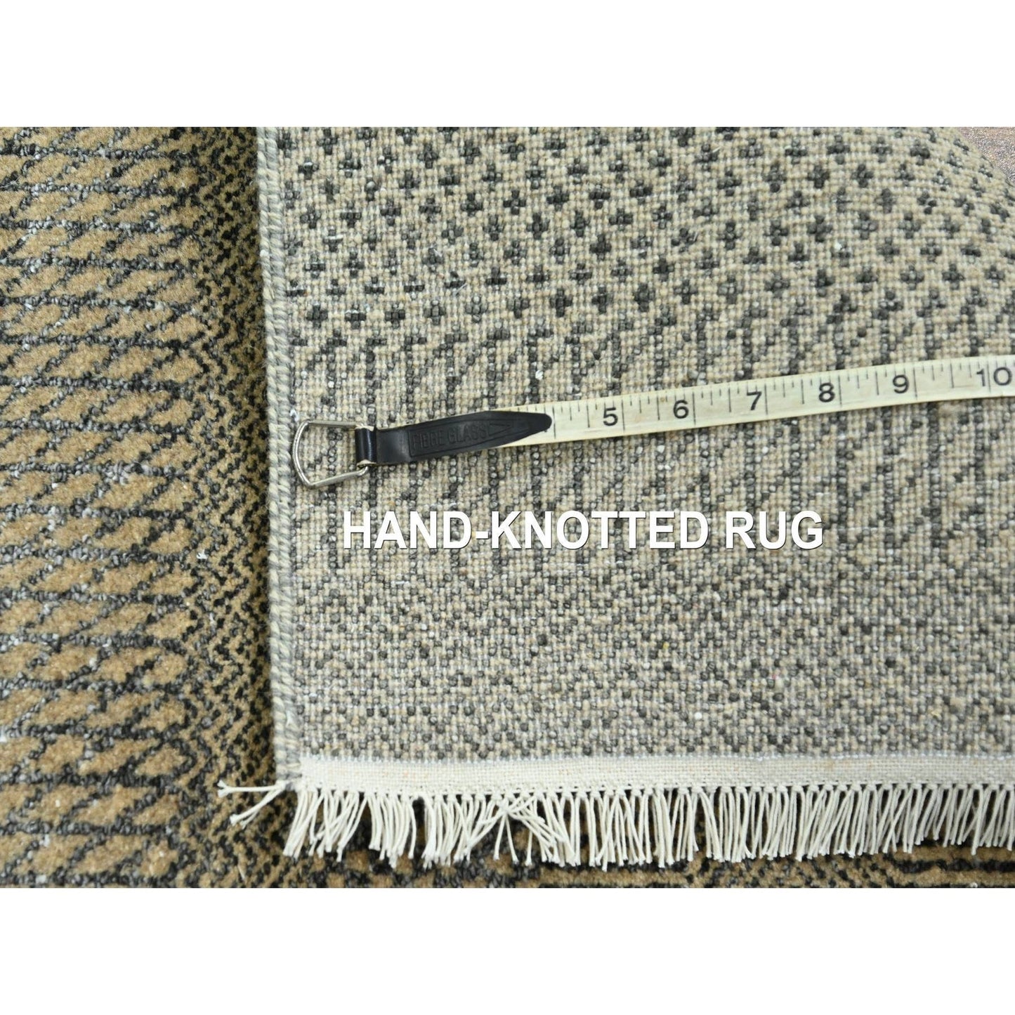 2'7"X20'4" Brown Modern Grass Design Hand Knotted Wool & Silk Runner Rug