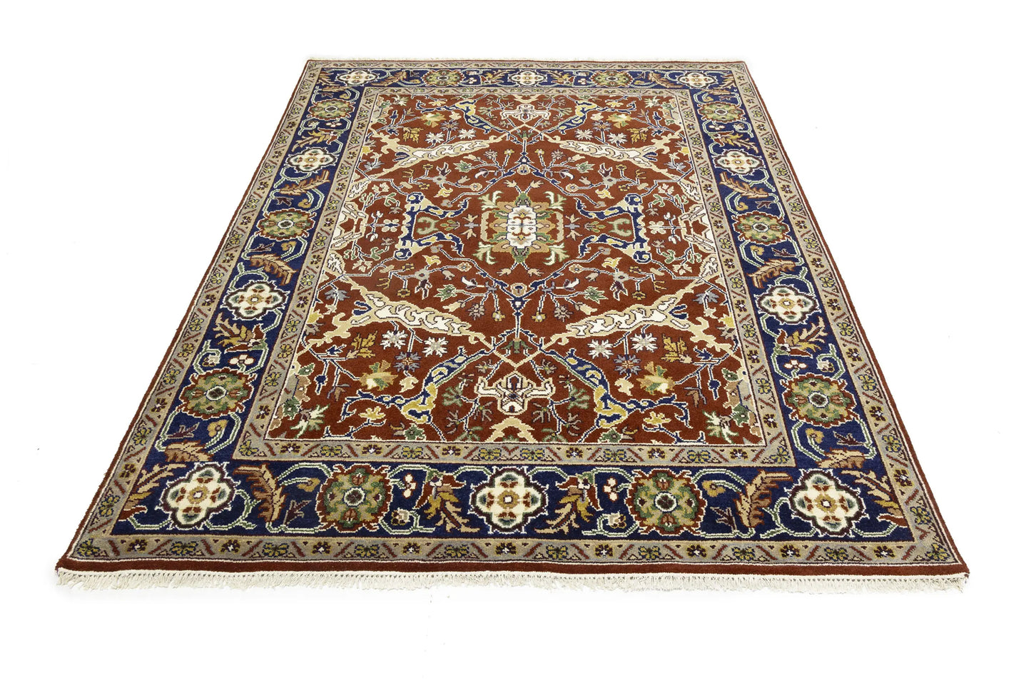 Rusty Red Oushak Chobi Oriental Rug Floral Living