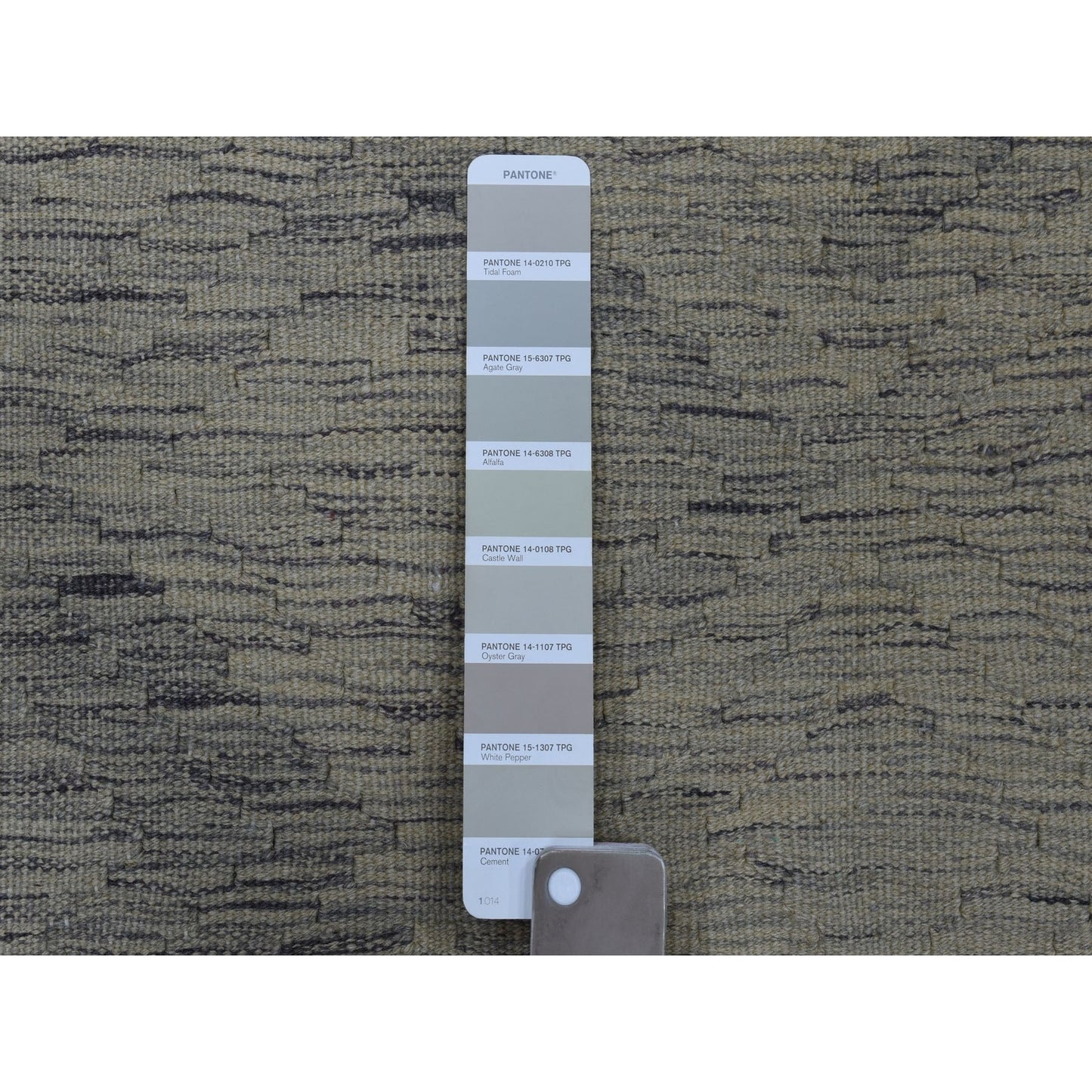 3'1"X14' Gray Shades Flat Weave Kilim Pure Wool Hand Woven Runner Rug
