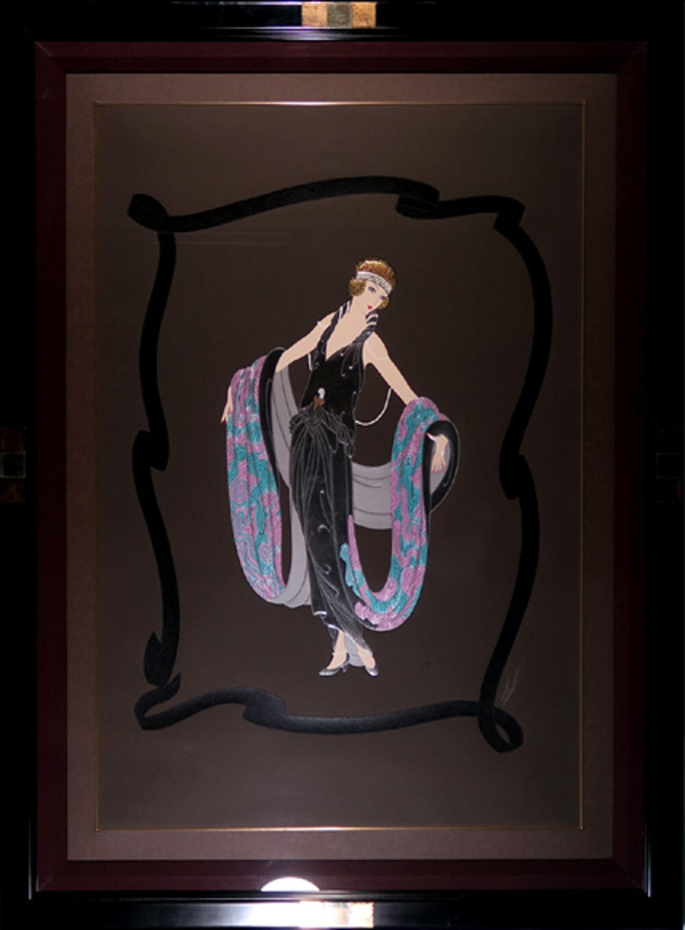 Erte " Gala " Large Embossed Color Serigraph / Silkscreen Hand Signed Framed