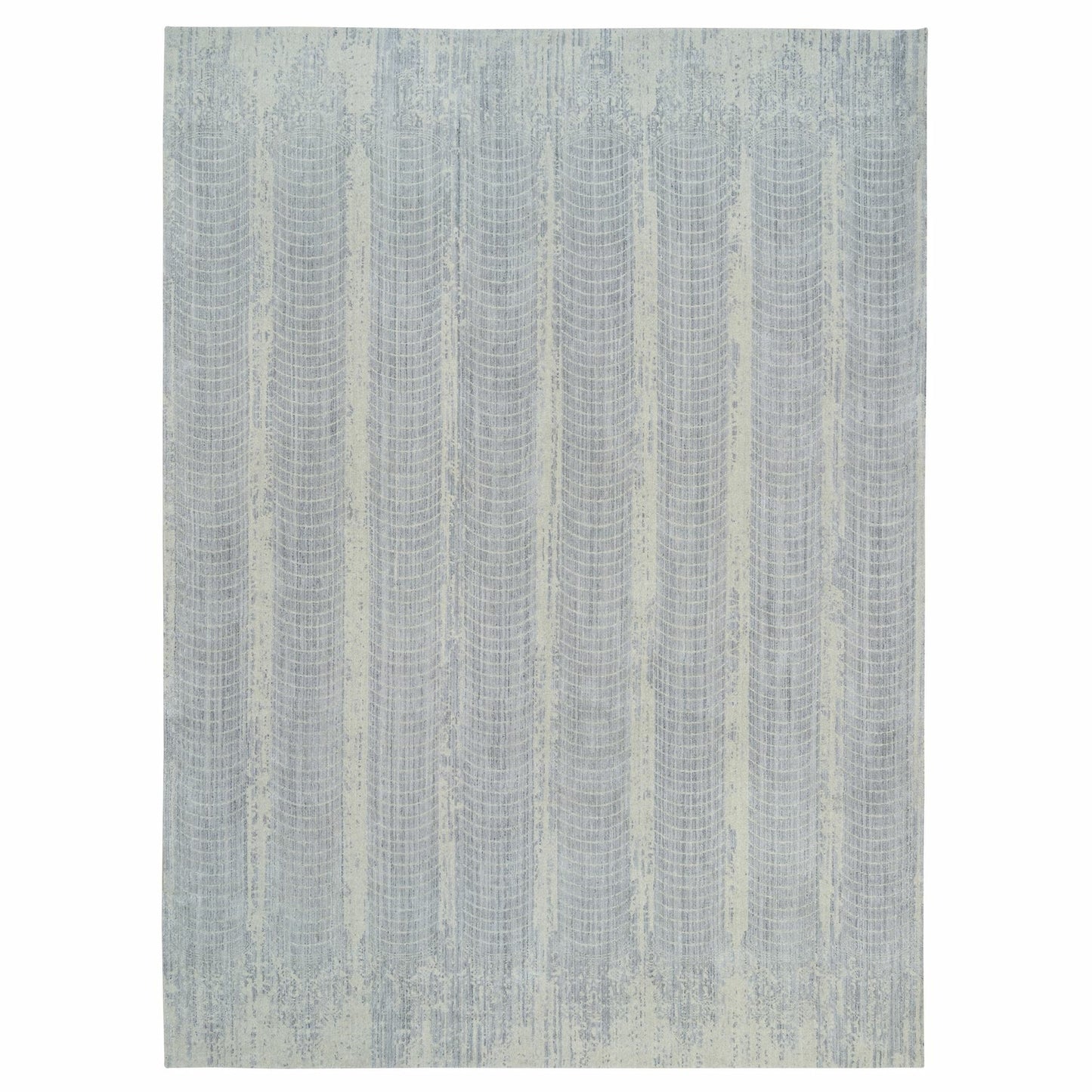 12'X17'10" Gray Wool And Plant Based Silk Hand Loomed Oversized Rug