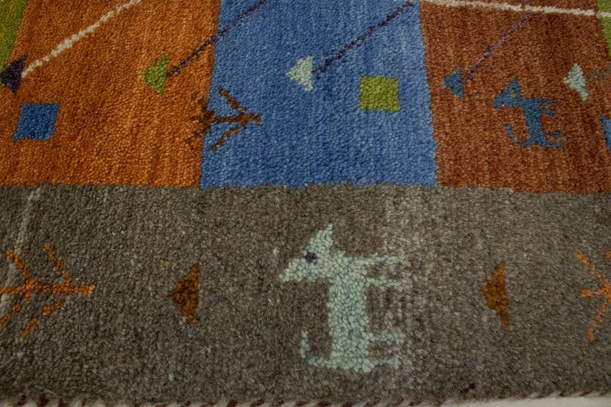 Modern Multicolored Pictorial Tribal Gabbeh Rug