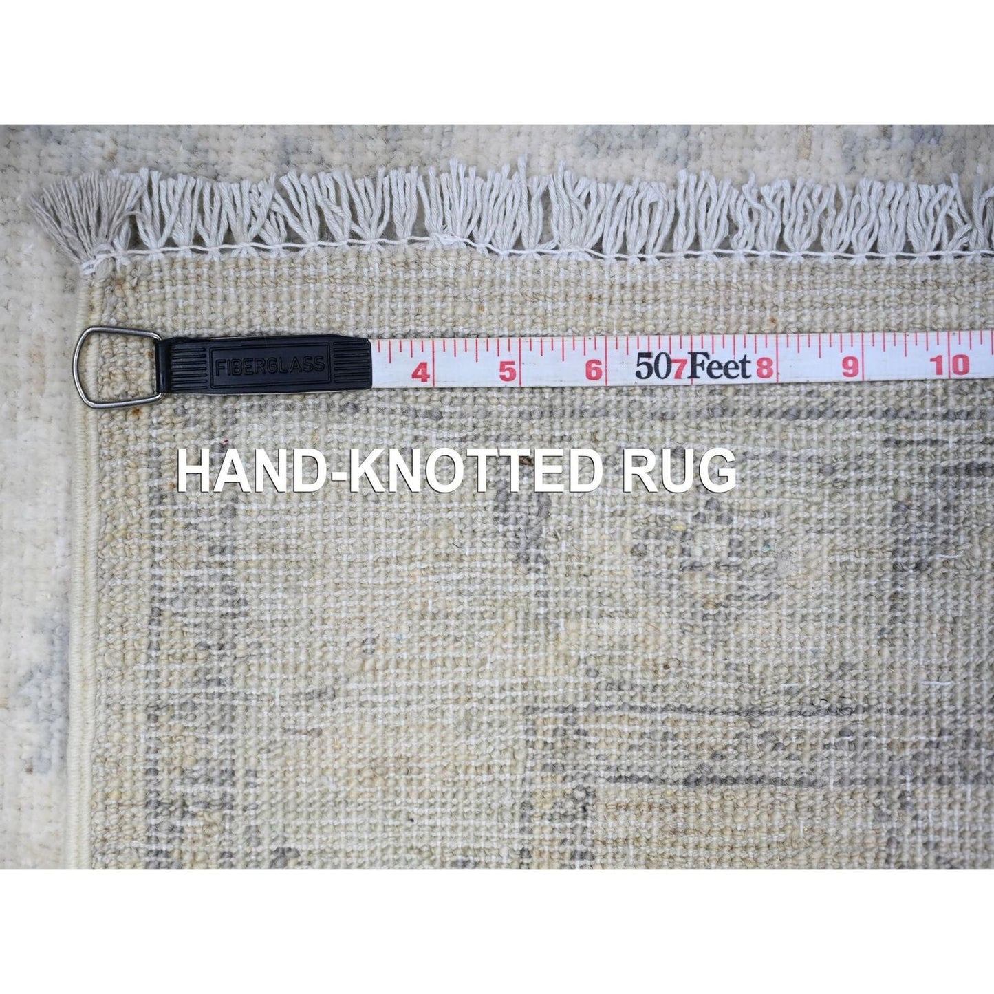 2'5"X11'8" White Natural Wool White Wash Peshawar Hand Knotted Runner Rug