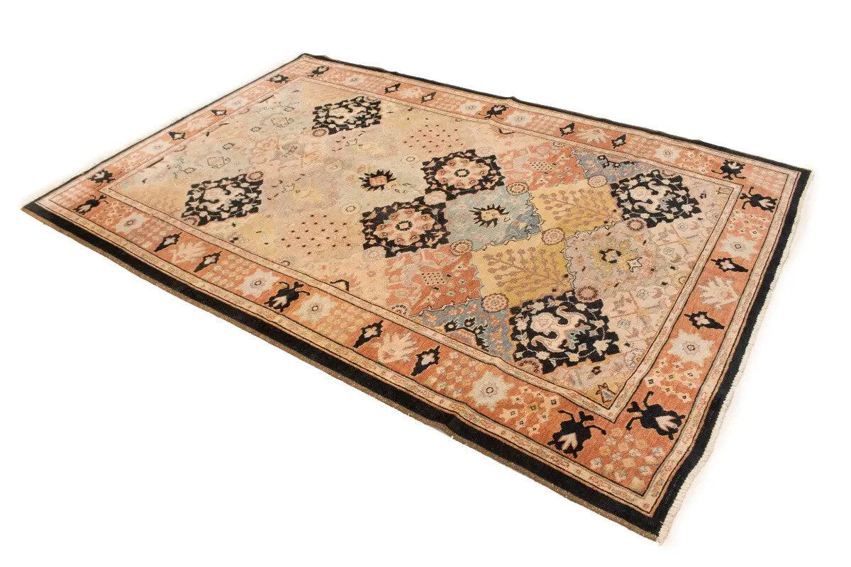 Distressed Ziegler Tribal Floral Rug Hand-Knotted