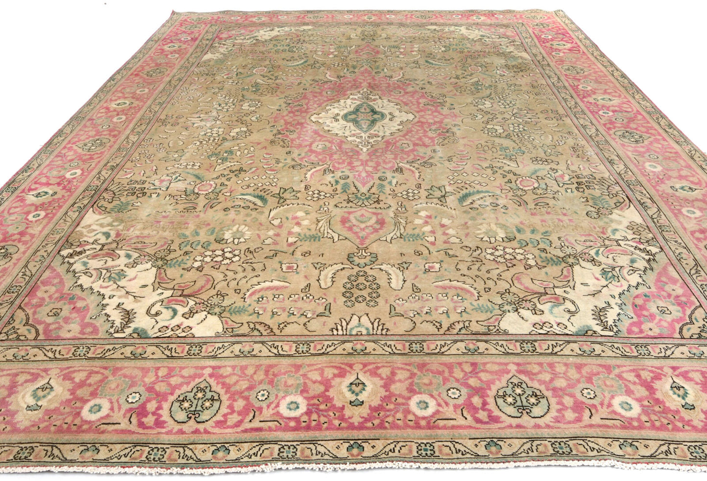 Handmade Distressed Antique Oriental Rug Floral