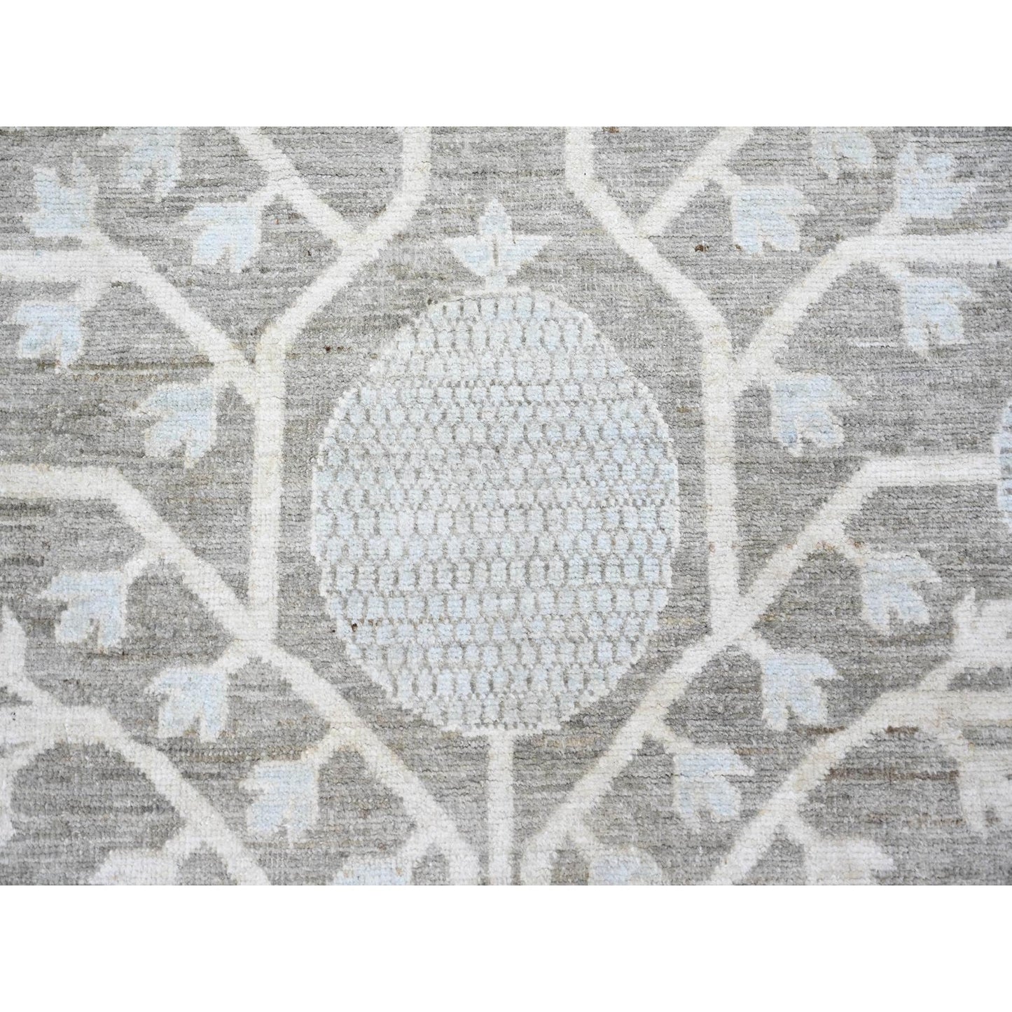 11'2"X14'3" Gray Washed Out Peshawar Hand Knotted Pure Wool Oversized Rug