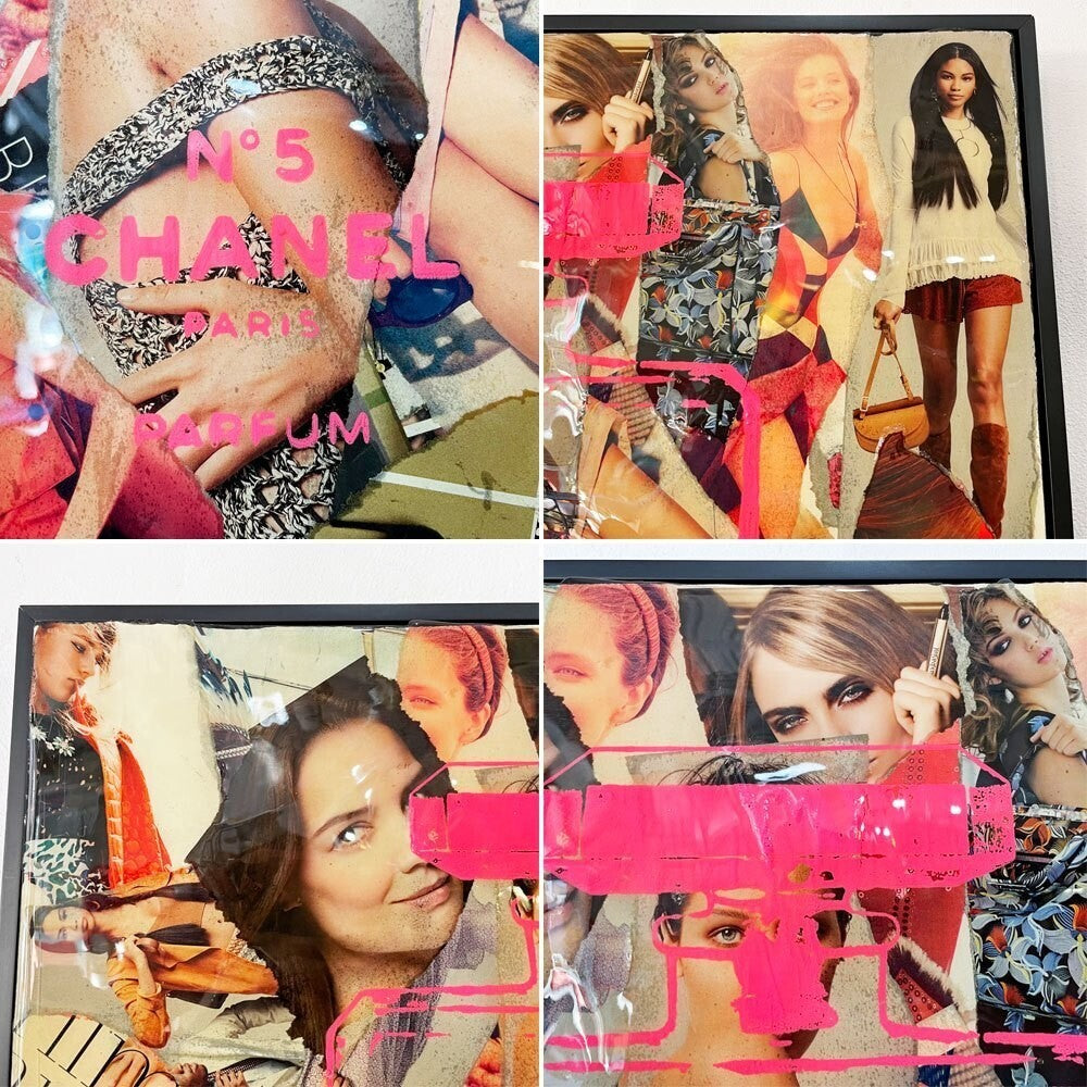 Shane Bowden Chanel Pink N5 Signed Unique Painting Mixed Media Graffiti Art