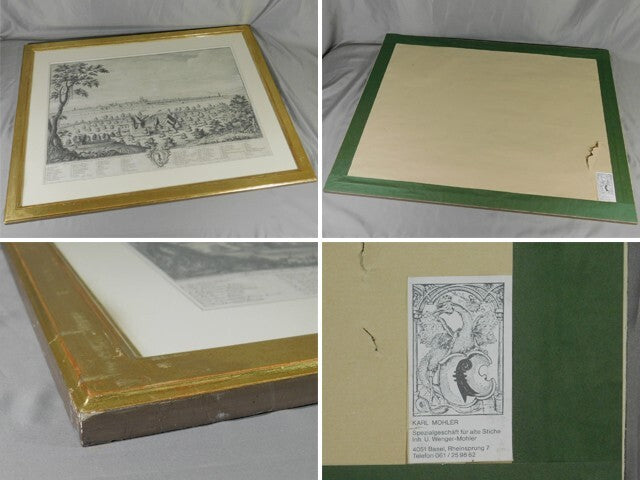Emanuel Bchel & Johann Martin Weis Etching Print 'View Of Basel', Framed