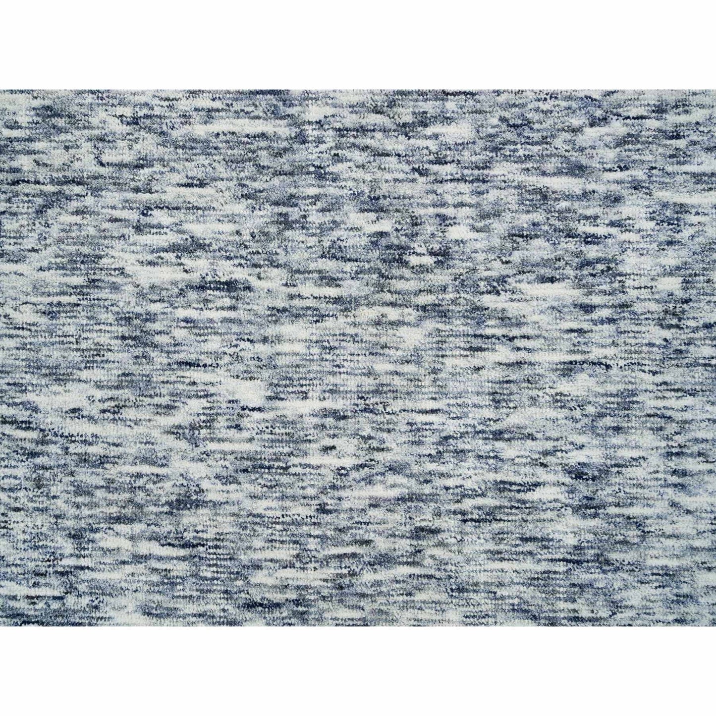 12'X12' Blue Wool Hand Loomed Modern Striae Design Oriental Square Rug