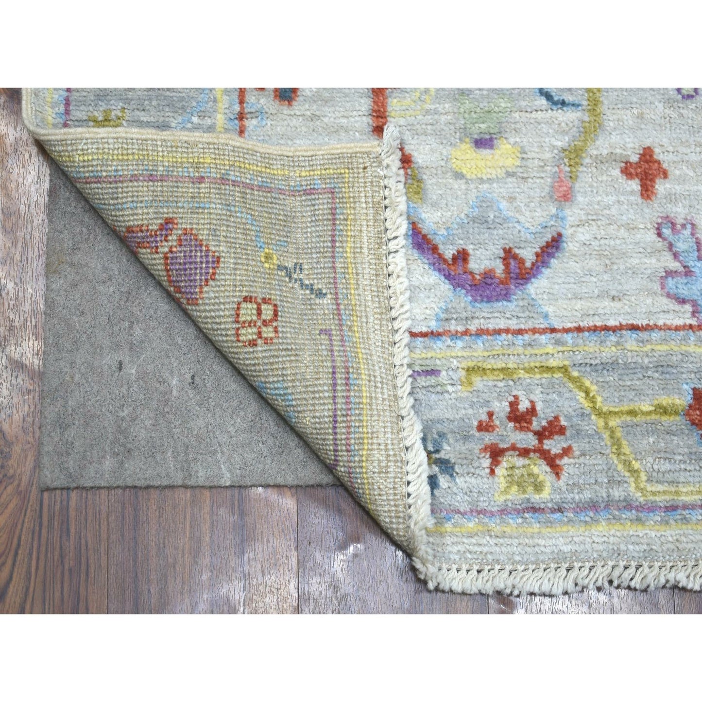 2'5"X9'8" Gray Pure Wool Hand Knotted Afghan Angora Ushak Runner Rug