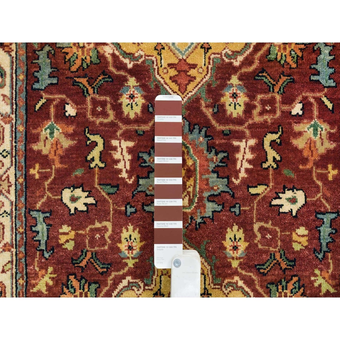 2'7"X12' Red Fine Heris Re-Creation Wool Hand Knotted Runner Rug
