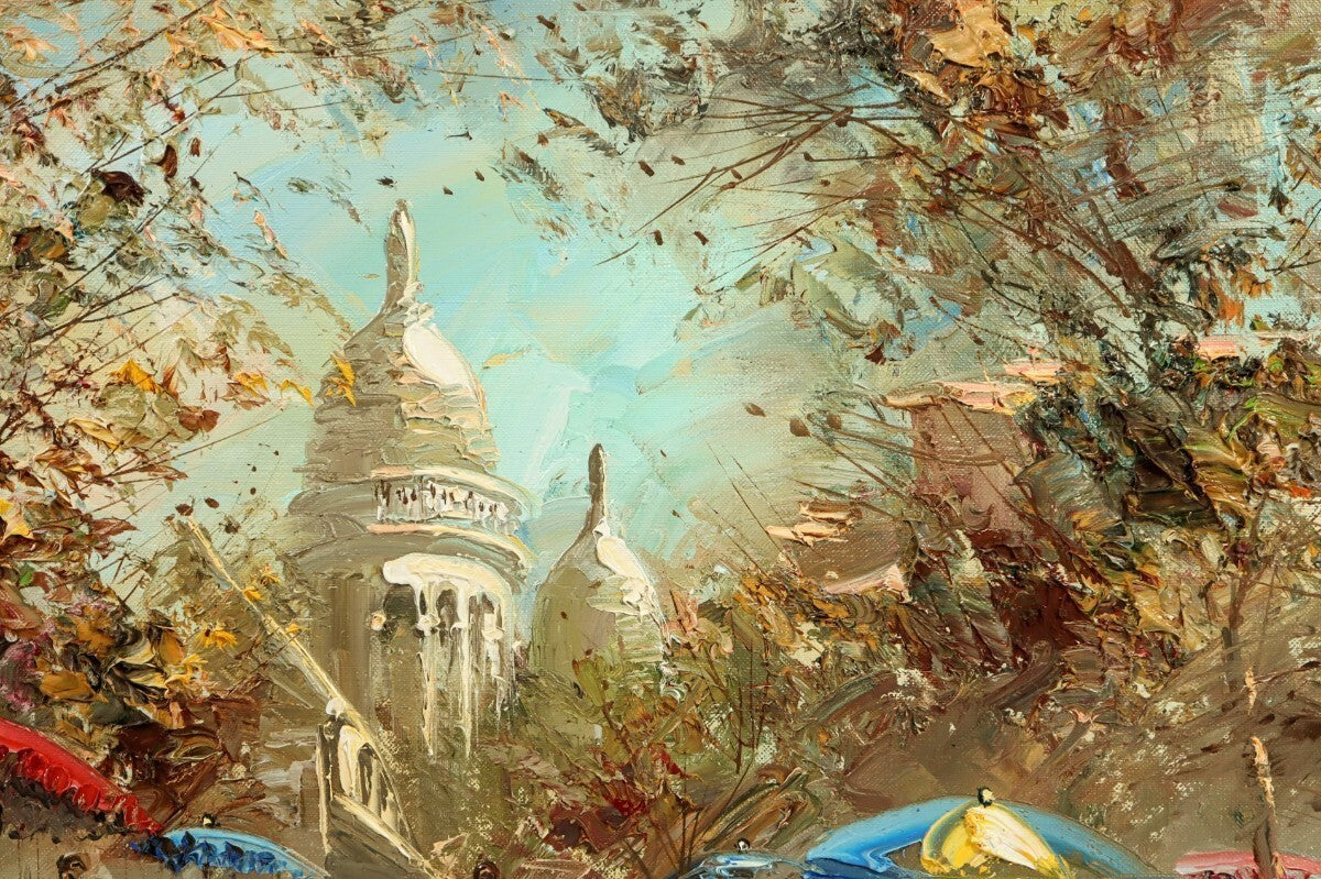 Jean Marie Quillard 1977 Original Oil Painting "Paris, Montmartre - Signed M20