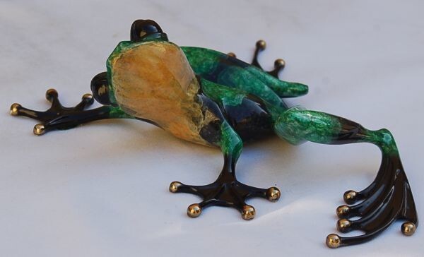 Tim Cotterill (Frogman) 8.8In Green Frog 1780/2000 Signed 1997 Bronze Painted