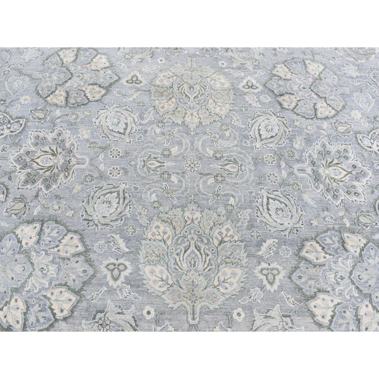 9'X12' Goose Gray Oushak Design Silk With Wool Hand Knotted Rug
