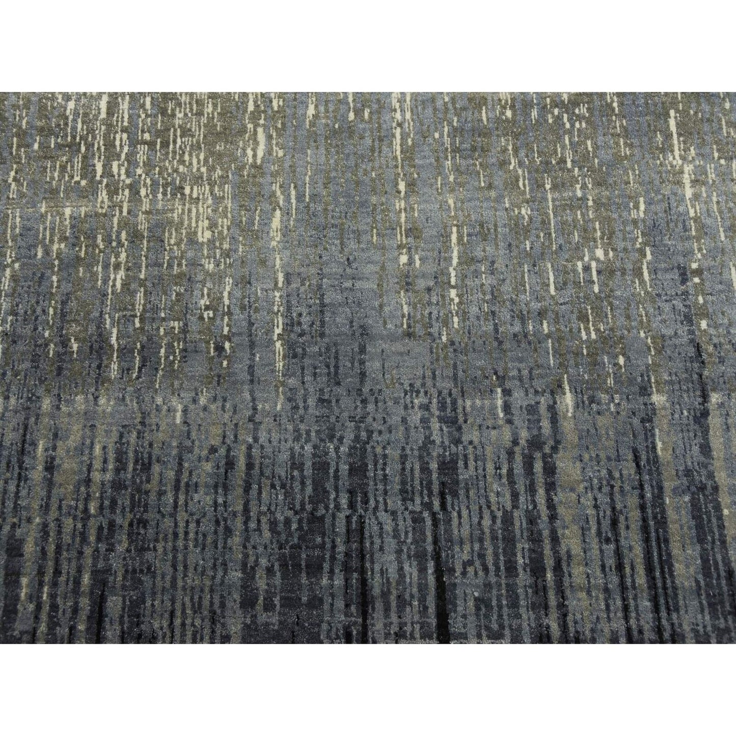 8'X8'4" Gray And Black Hand Knotted Modern Ombre Design Wool Square Rug