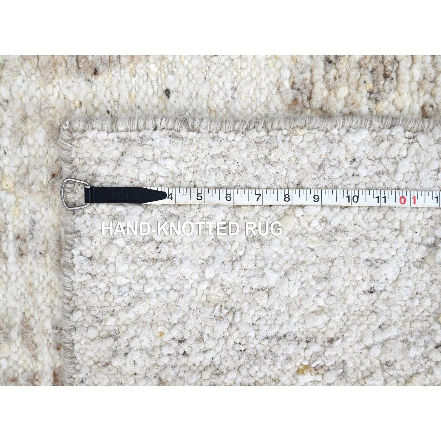 2'6"X11'10" Ivory Minimalist Swedish Design Hand Knotted Wool Runner Rug