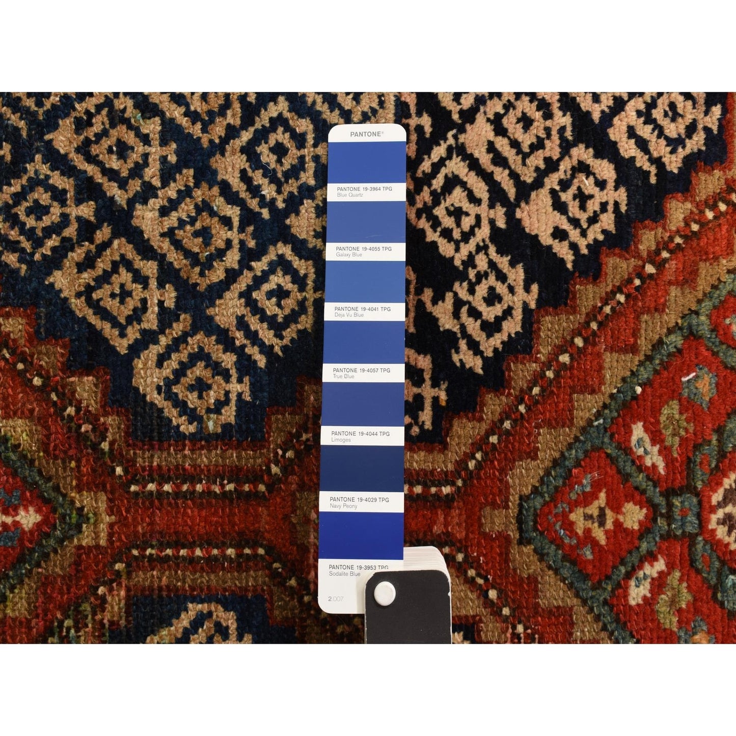 3'5"X12'6" Blue Antique Zoroastrian Malayer Wool Hand Knotted Runner Rug