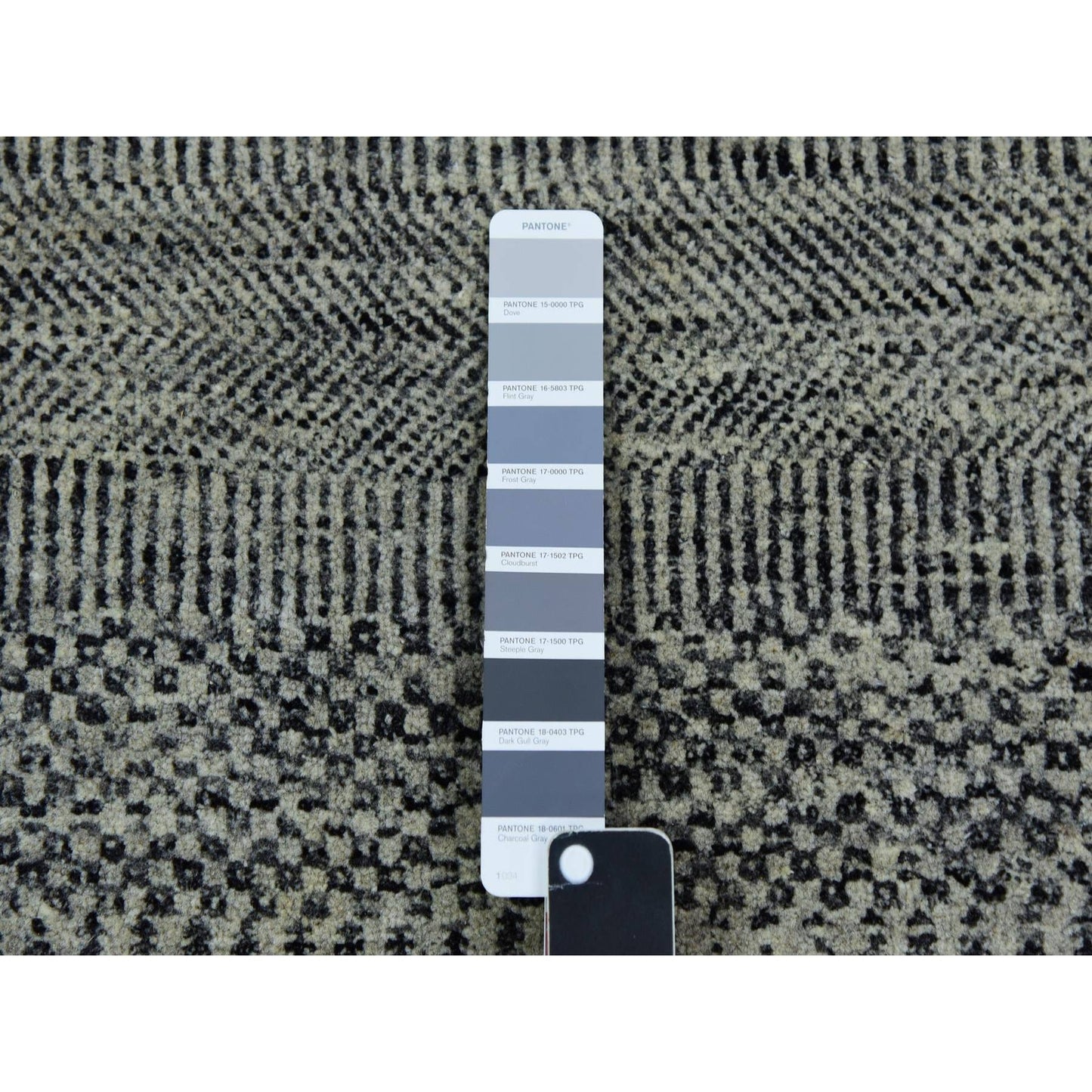 12'X12' Gray Modern Soft Undyed Wool Grass Design Hand Knotted Round Rug