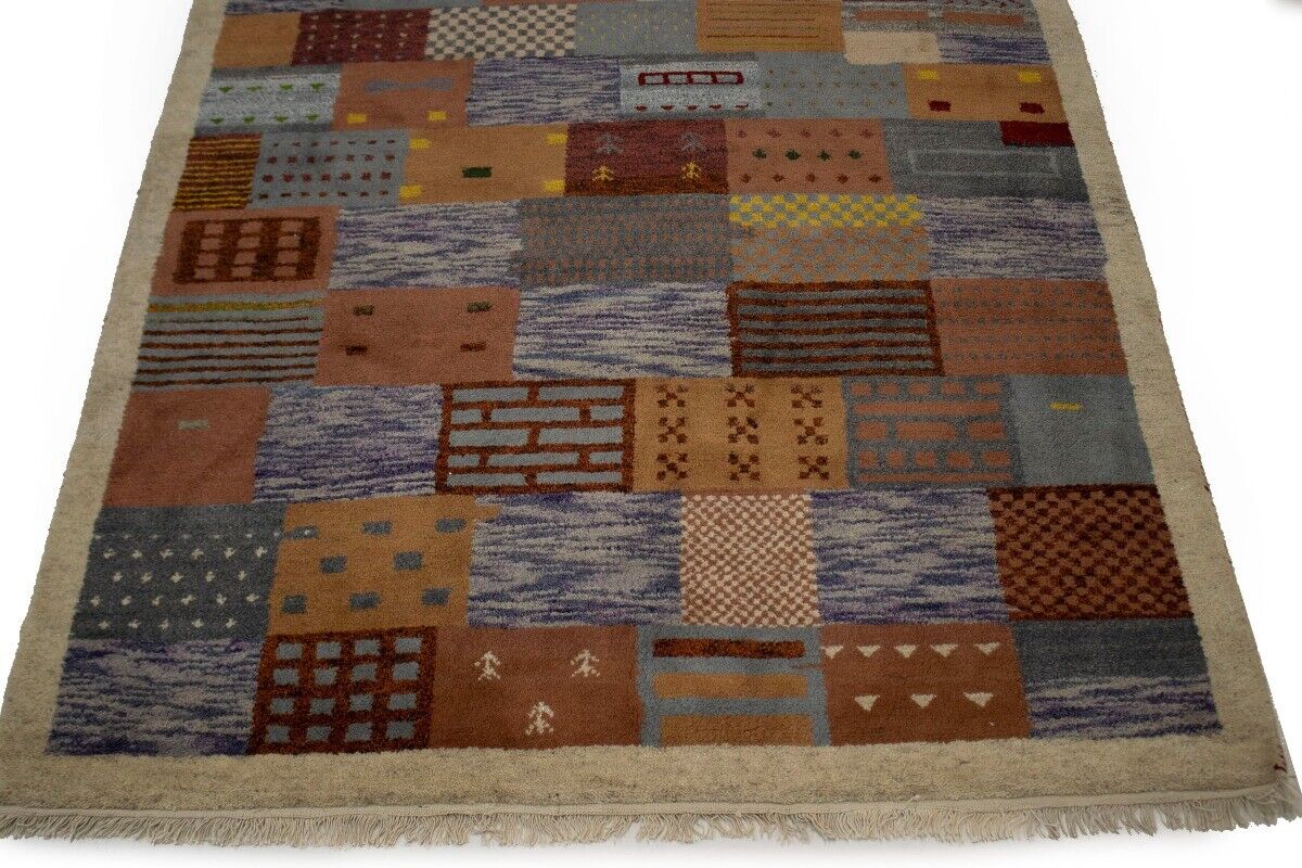 Handmade Tribal Checker Design Indo-Gabbeh Rug