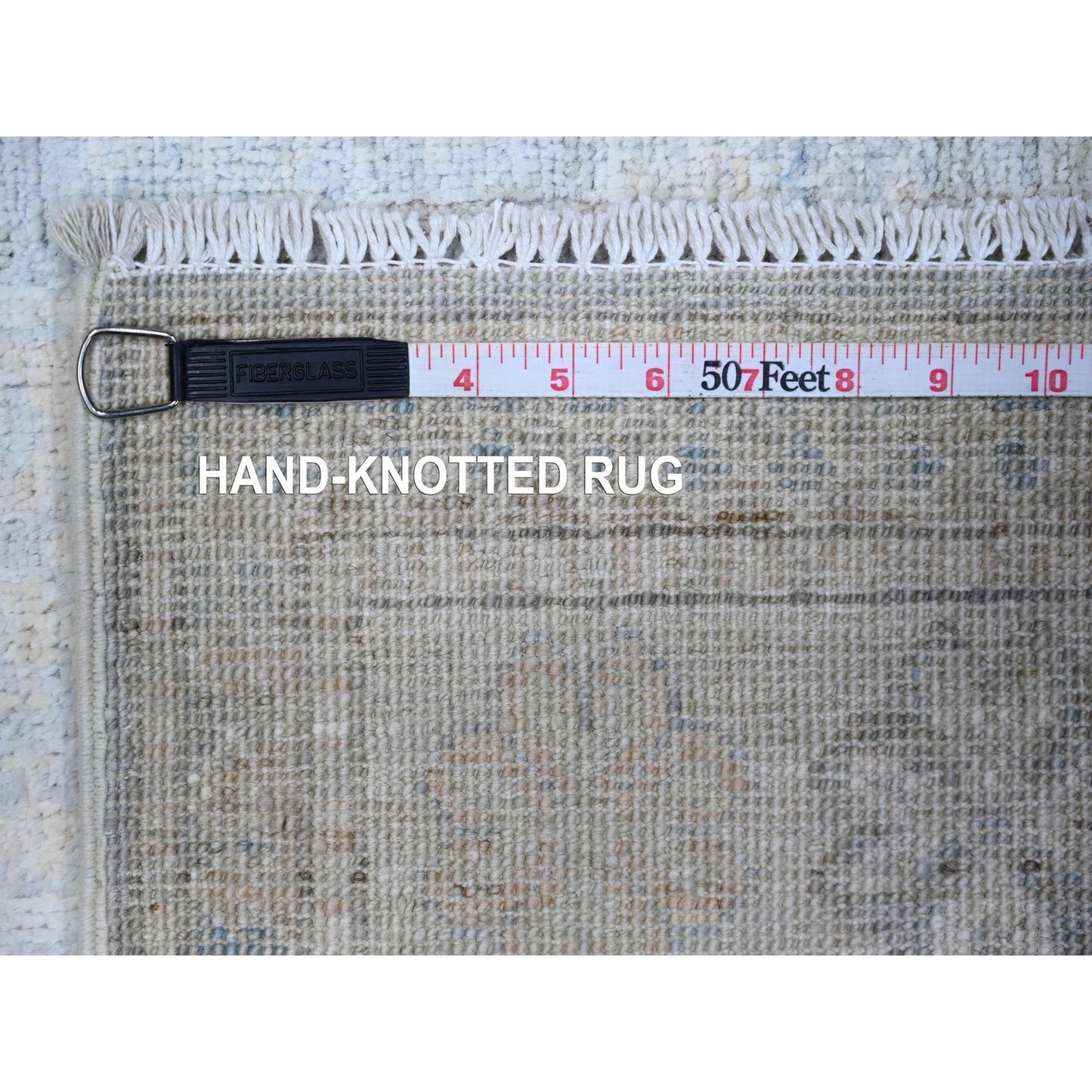 3'1"X10' Spanish Gray Washed Out Peshawar Wool Hand Knotted Runner Rug