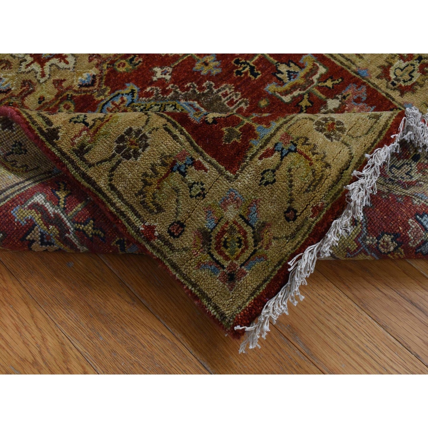 2'7"X19'10" Brick Red Hand Knotted Xl Runner Karjihooz Design Wool Rug