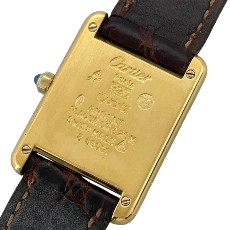 Cartier Must Tank Vermeil Sm 366001 Beige Sv/Gf Quartz