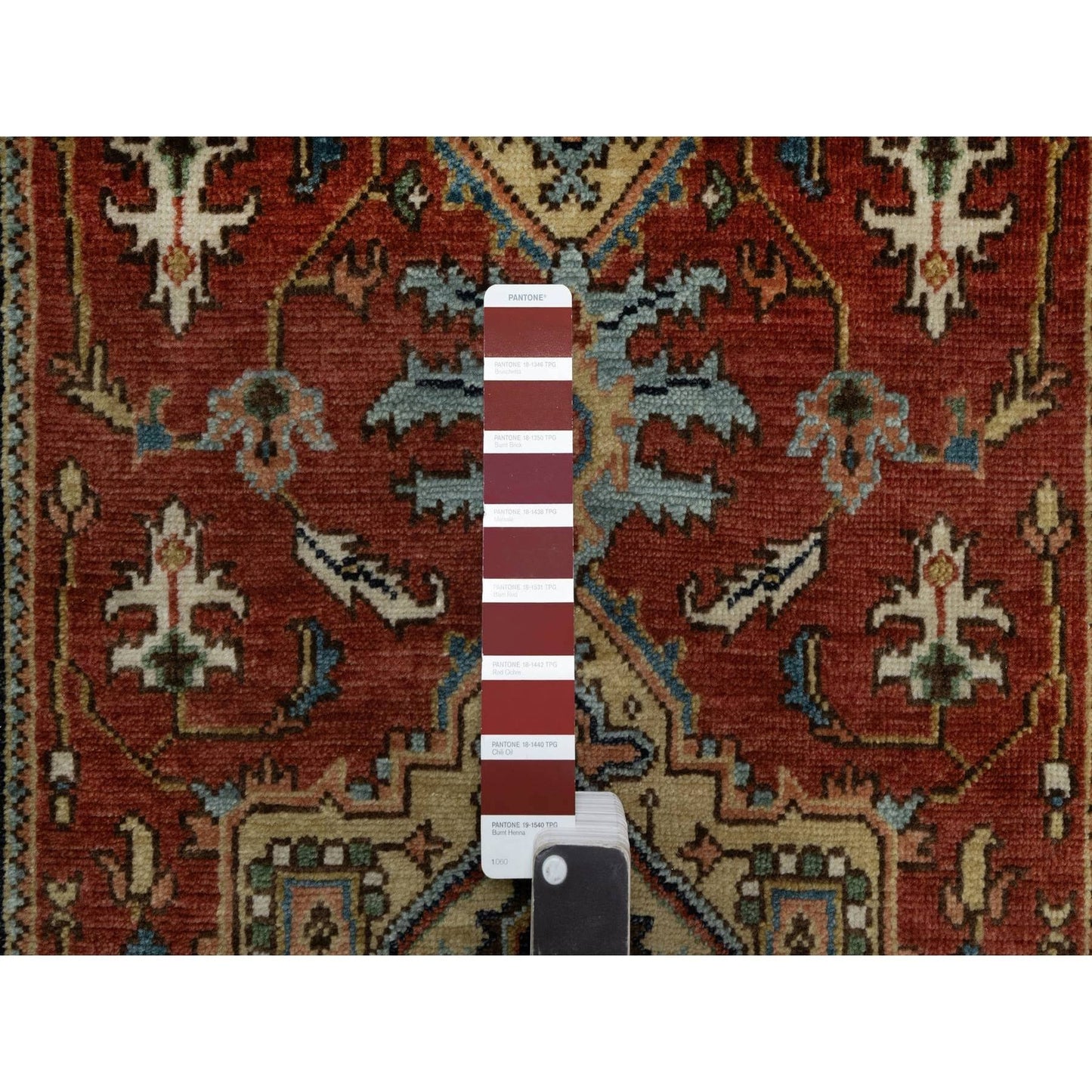 2'8"X8' Auburn Red Hand Knotted Heris Revival New Zealand Wool Runner Rug