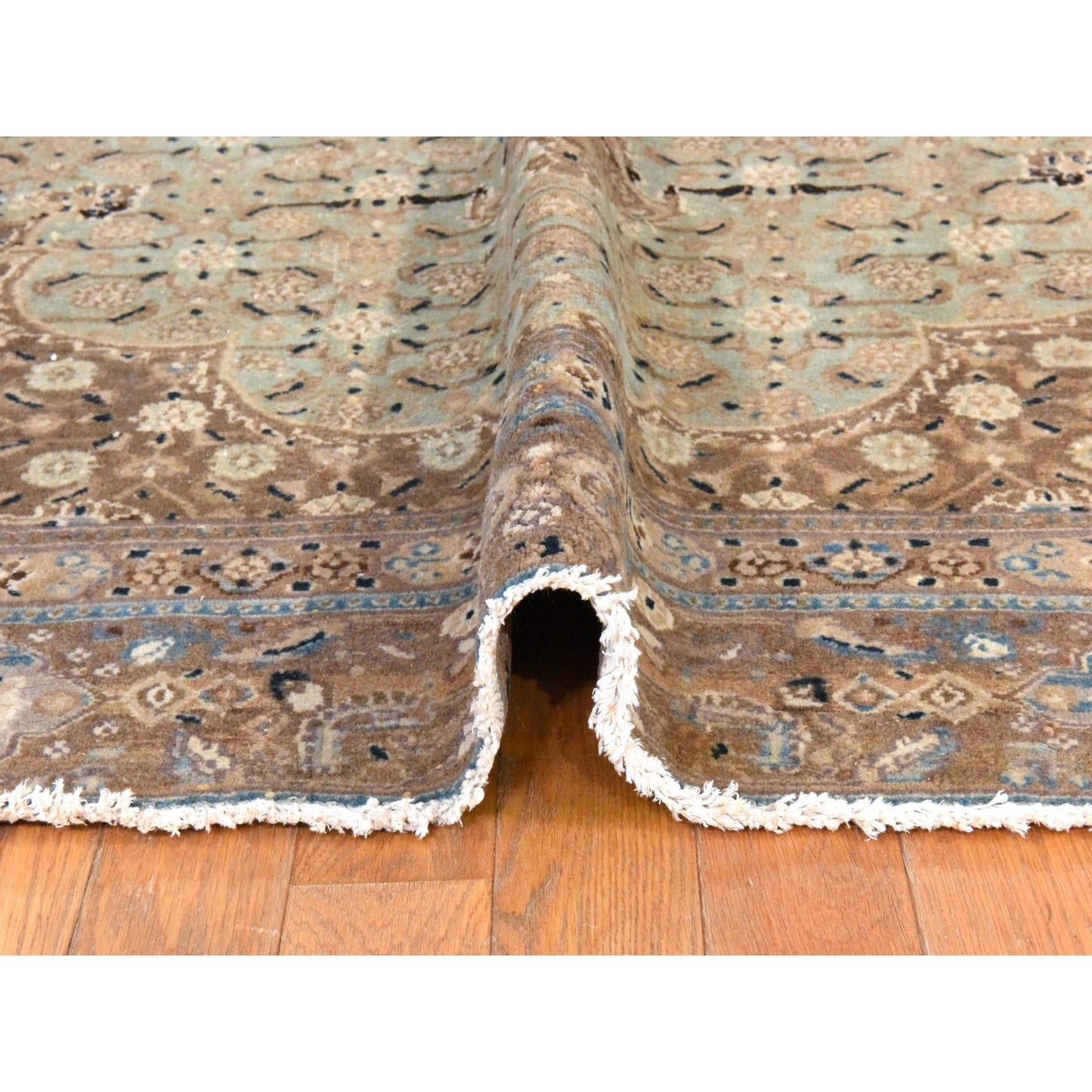 6'4"X9'4" Light Green, Semi Antique Zoroastrian Wool Hand Knotted Rug