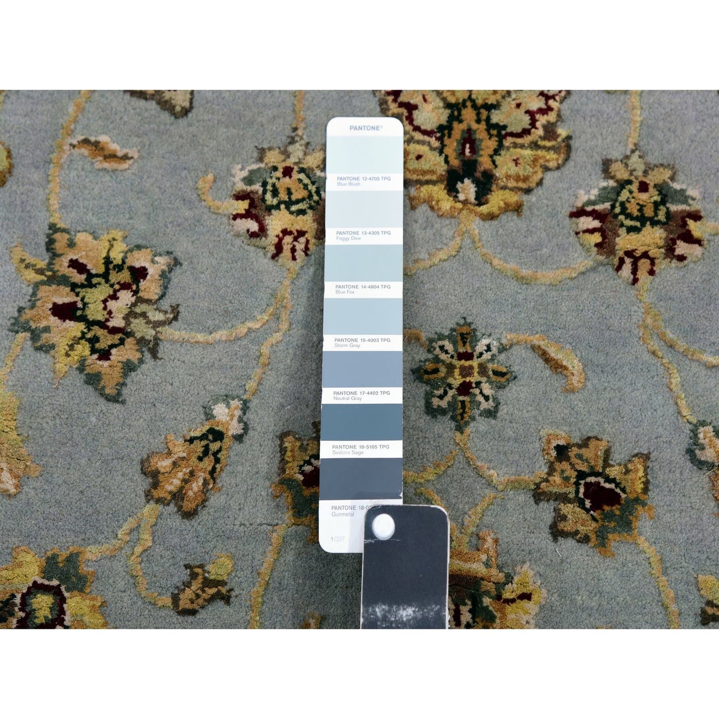 2'7"X14' Yarmouth Blue Hand Knotted Rajasthan Design Silk Wool Runner Rug