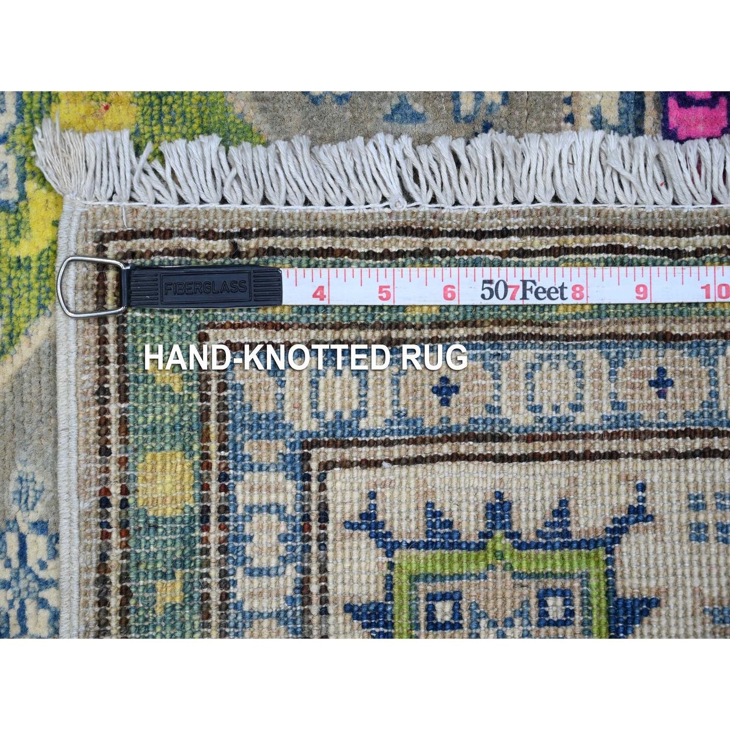 5'X6'8" Thunder Gray Velvety Wool Fusion Kazak Oriental Rug