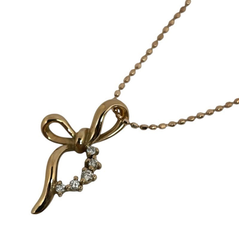 Ribbon Motif Diamond Necklace K18Pg