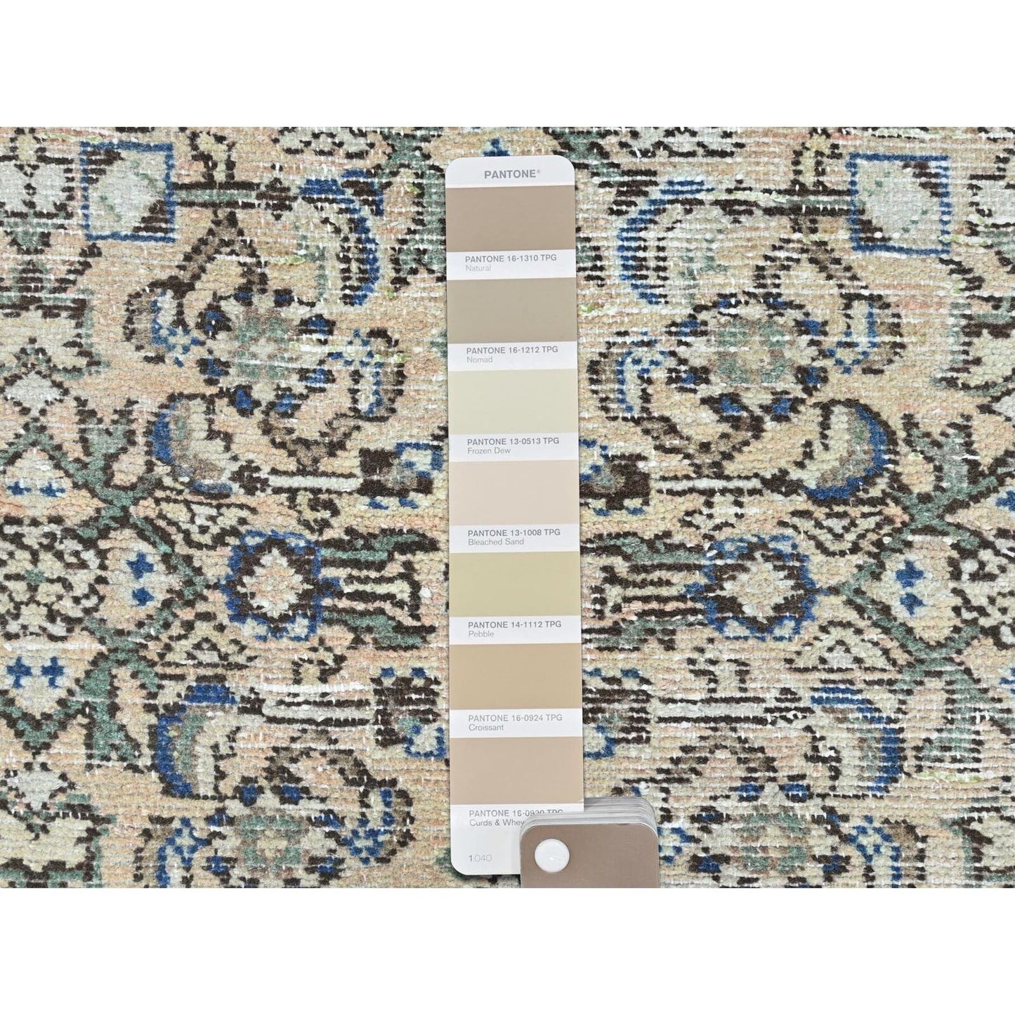 3'5"X9'2" Beige Hand Old Vintage Farsian Amadan Worn Down Wool Runner Rug