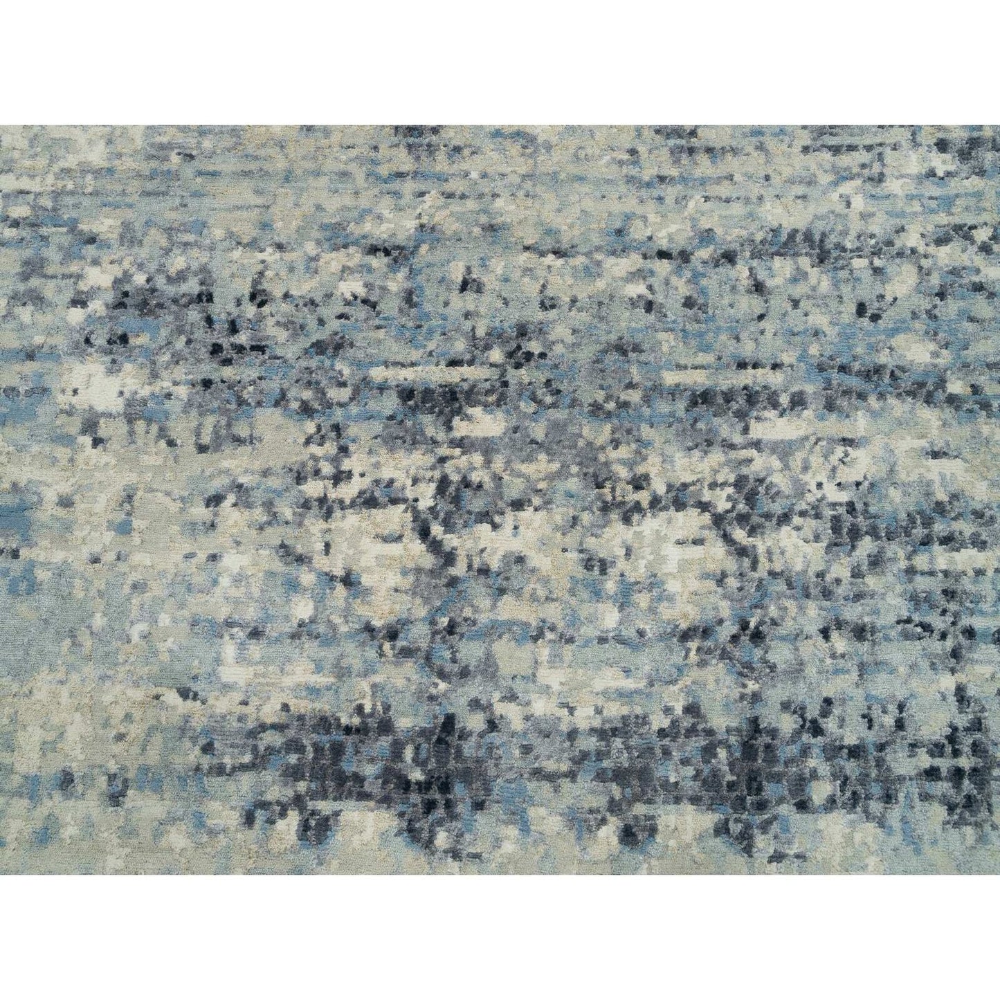 9'X9' Power Gray Wool And Silk Hand Knotted Mosaic Round Oriental Rug