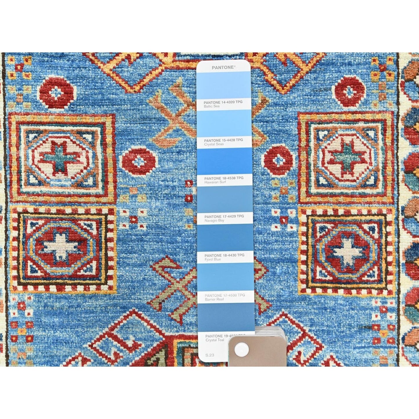 3'X24'5" Blue Pure Wool Hand Knotted Afghan Super Kazak Xl Runner Rug