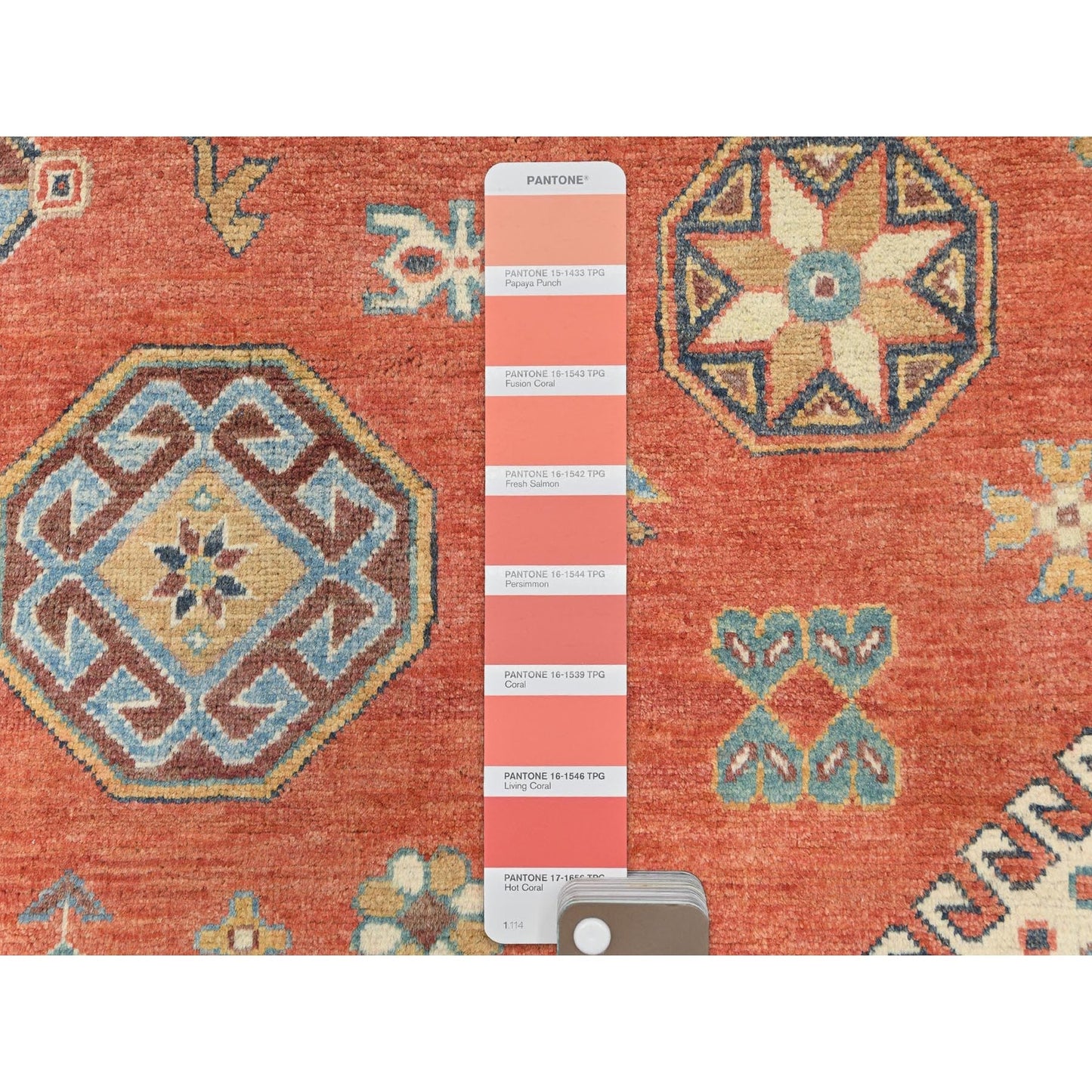 9'X11'9" Crimson Red Special Kazak Wool Hand Knotted Oriental Rug